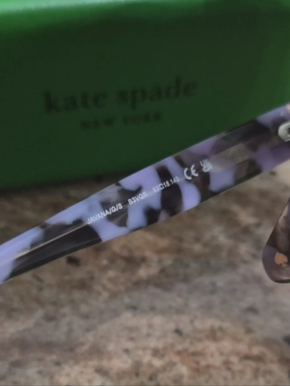 kate spade Lavender Frame with Tortoise Temples Cat-Eye Sunglasses